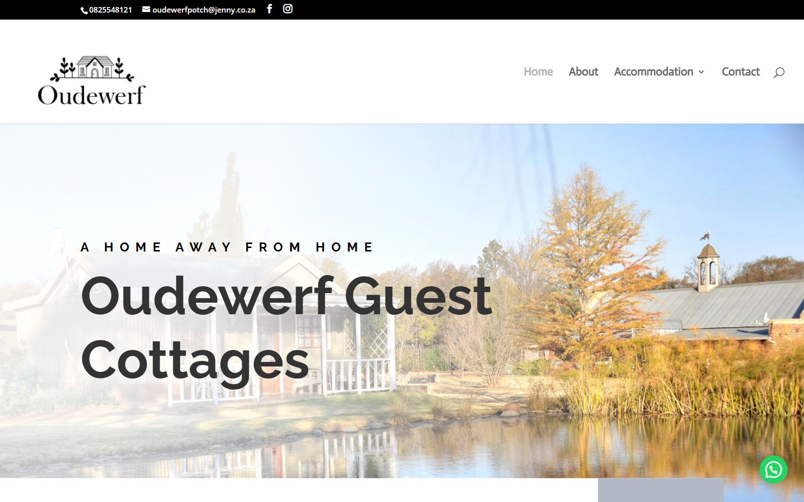 Oudewerf Guest Cottages website